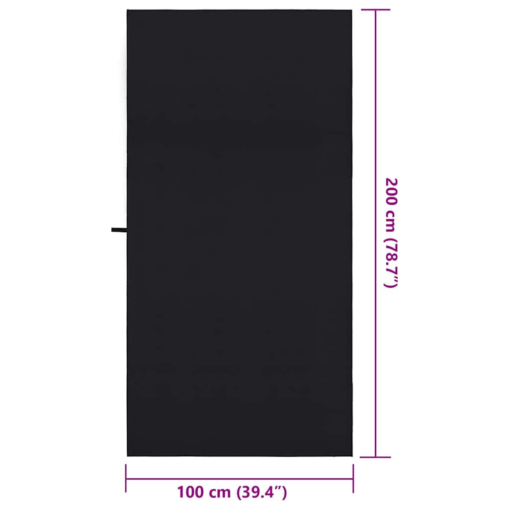 Sportshåndklæder 2 pcs Sort 200 x 100 cm Polyester og polyamid