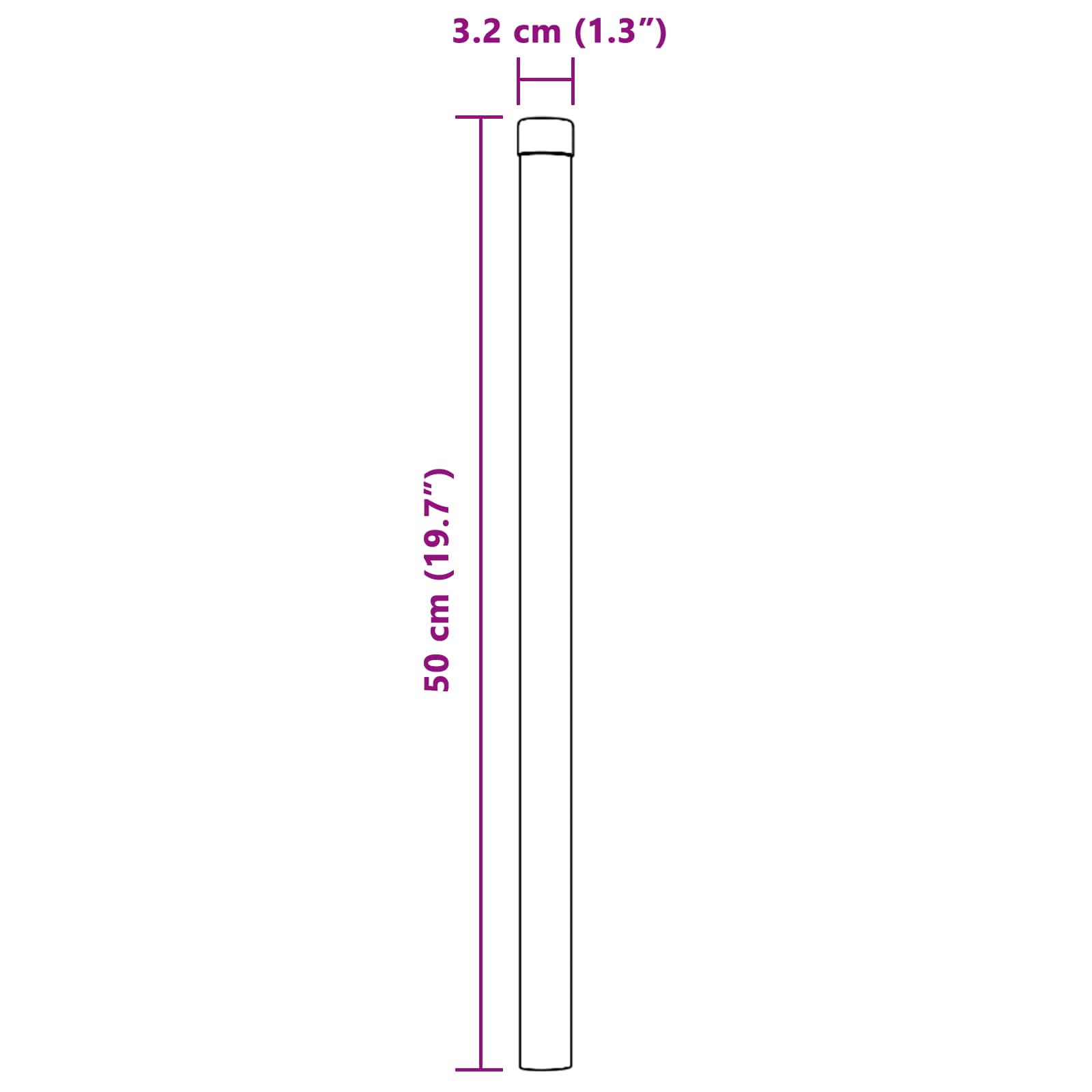 Hegnspæl 2 pcs Sølv 50 cm Pulverlakeret Stål