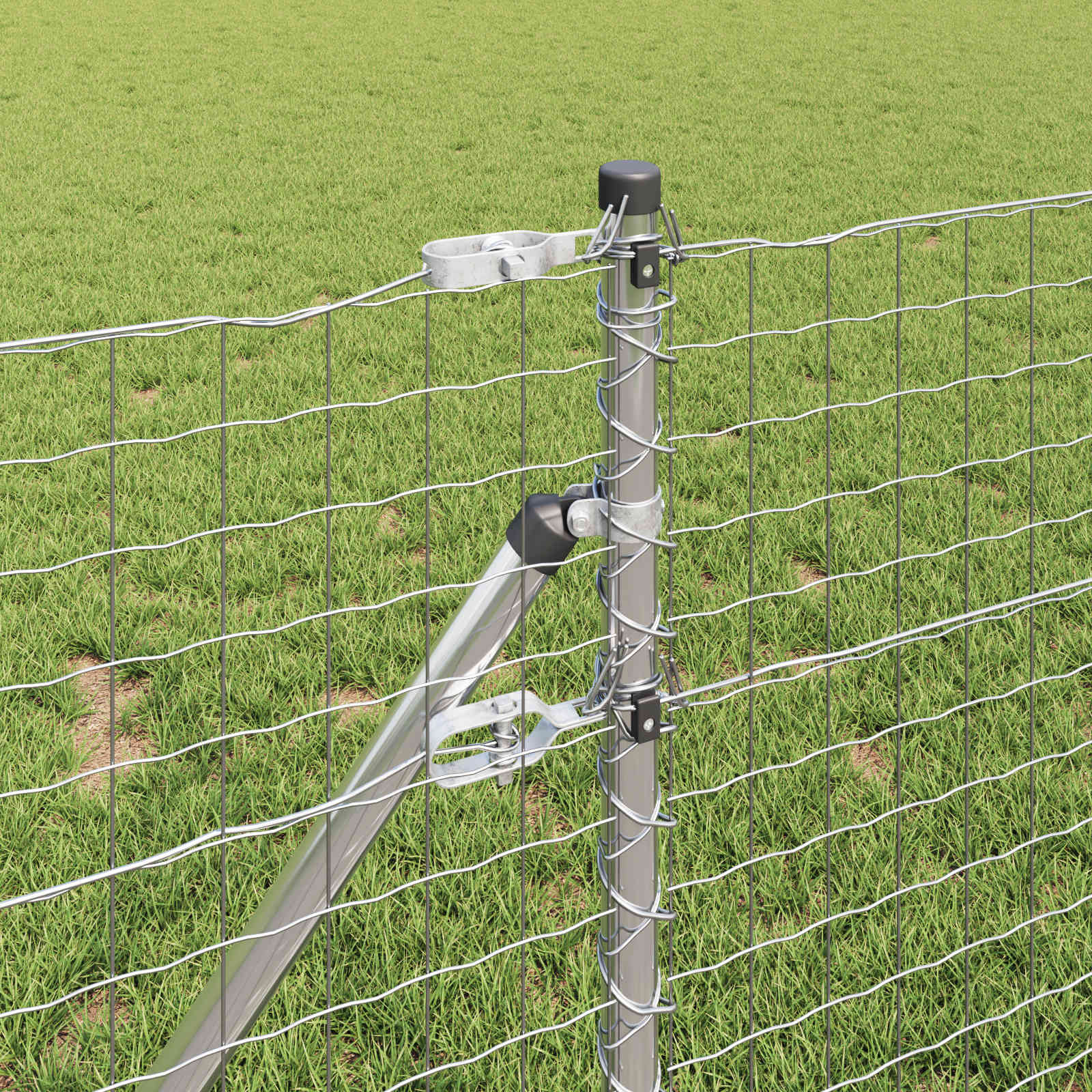 Hegnspæl 2 pcs Sølv 80 cm Pulverlakeret Stål