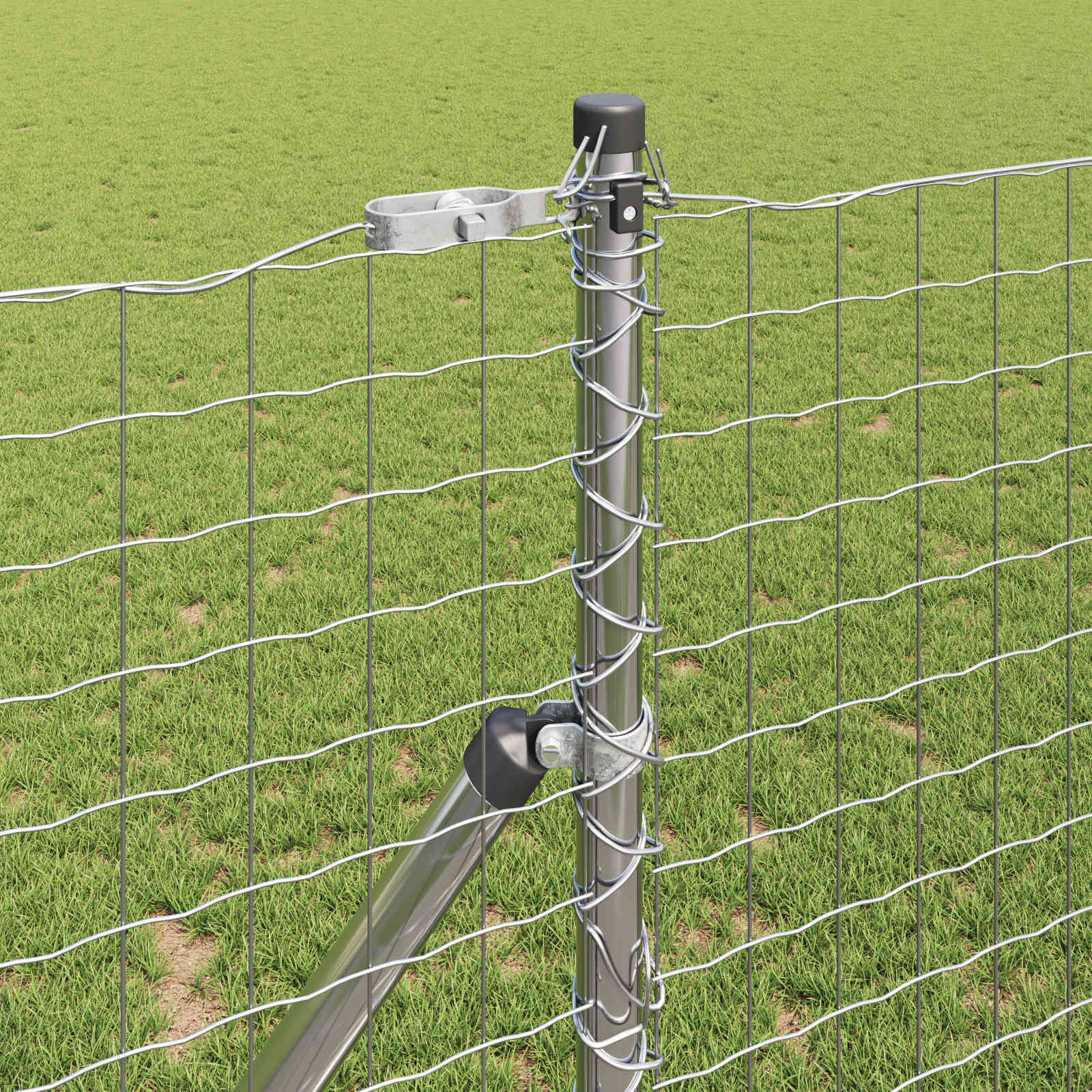 Hegnspæl 2 pcs Sølv Pulverlakeret Stål