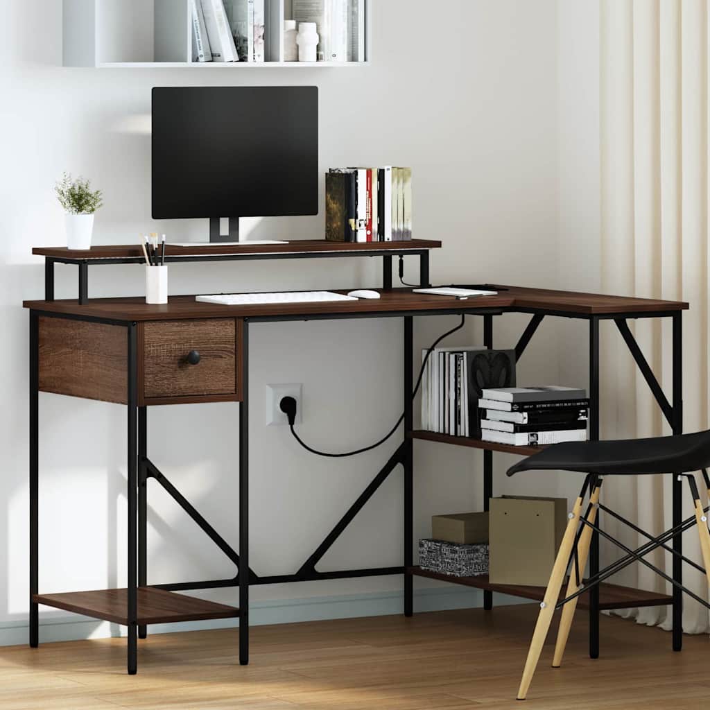 Bord med skuffe Brun eg 120 x 79 x 86,5 cm Konstrueret træ