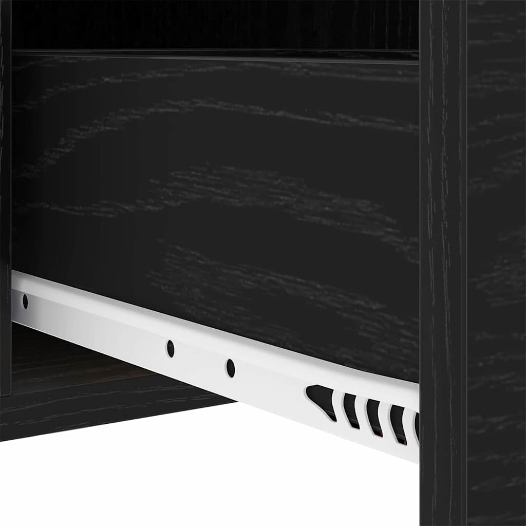 Sengebord med skuffe Sort eg 30 x 48 x 61 cm Konstrueret træ