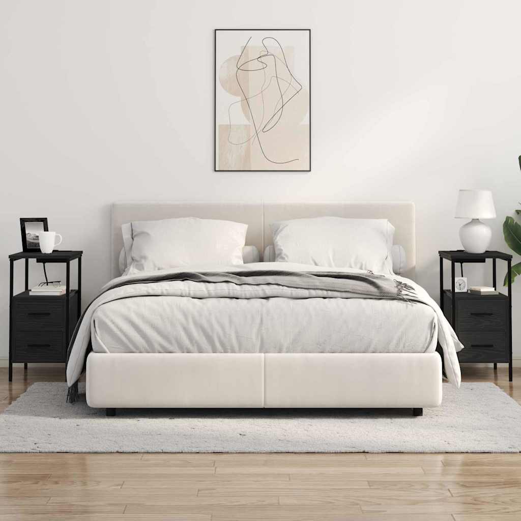 Sengebord 2 pcs Sort eg 30 x 48 x 61 cm Konstrueret træ