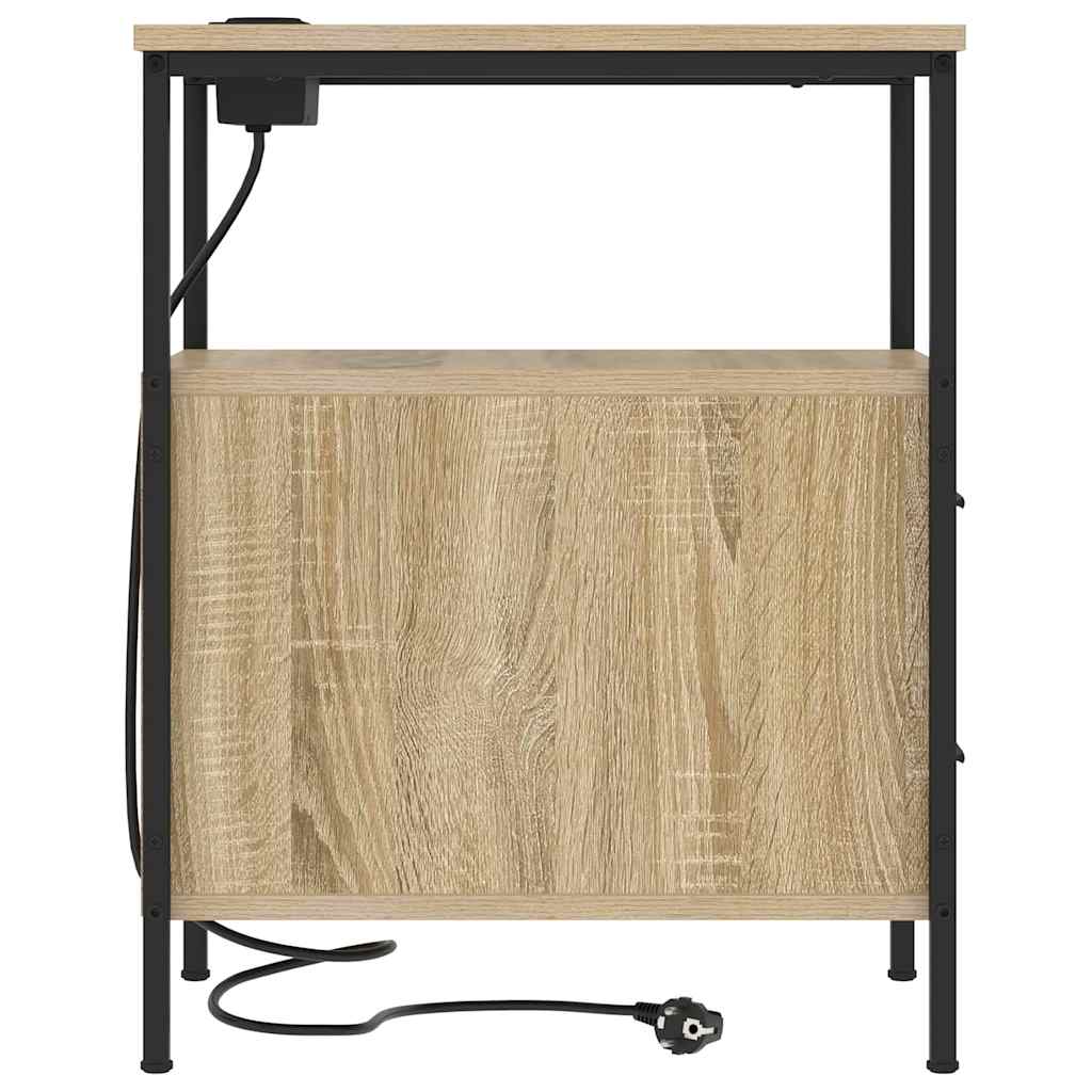 Sengebord med skuffe Sonoma-eg 30 x 48 x 61 cm Konstrueret træ