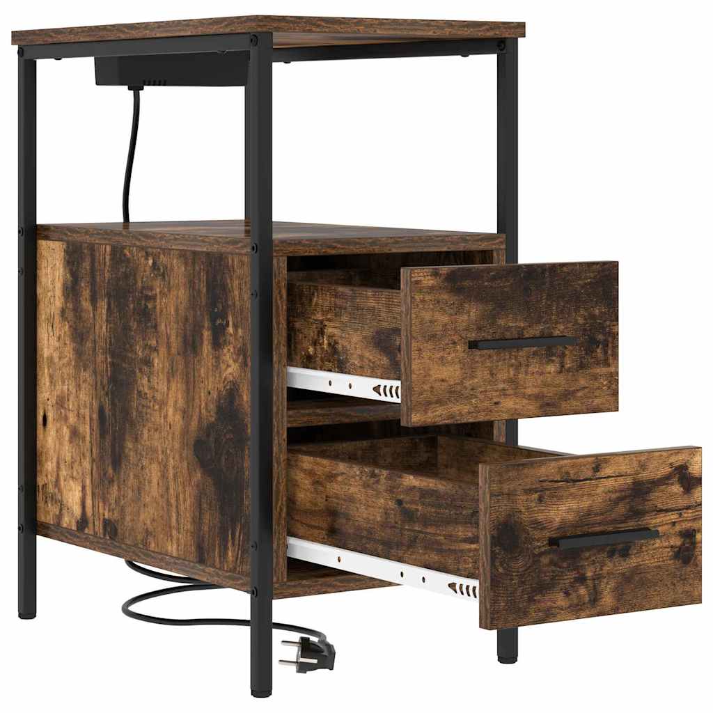 Sengebord med skuffe Røget eg 30 x 48 x 61 cm Konstrueret træ