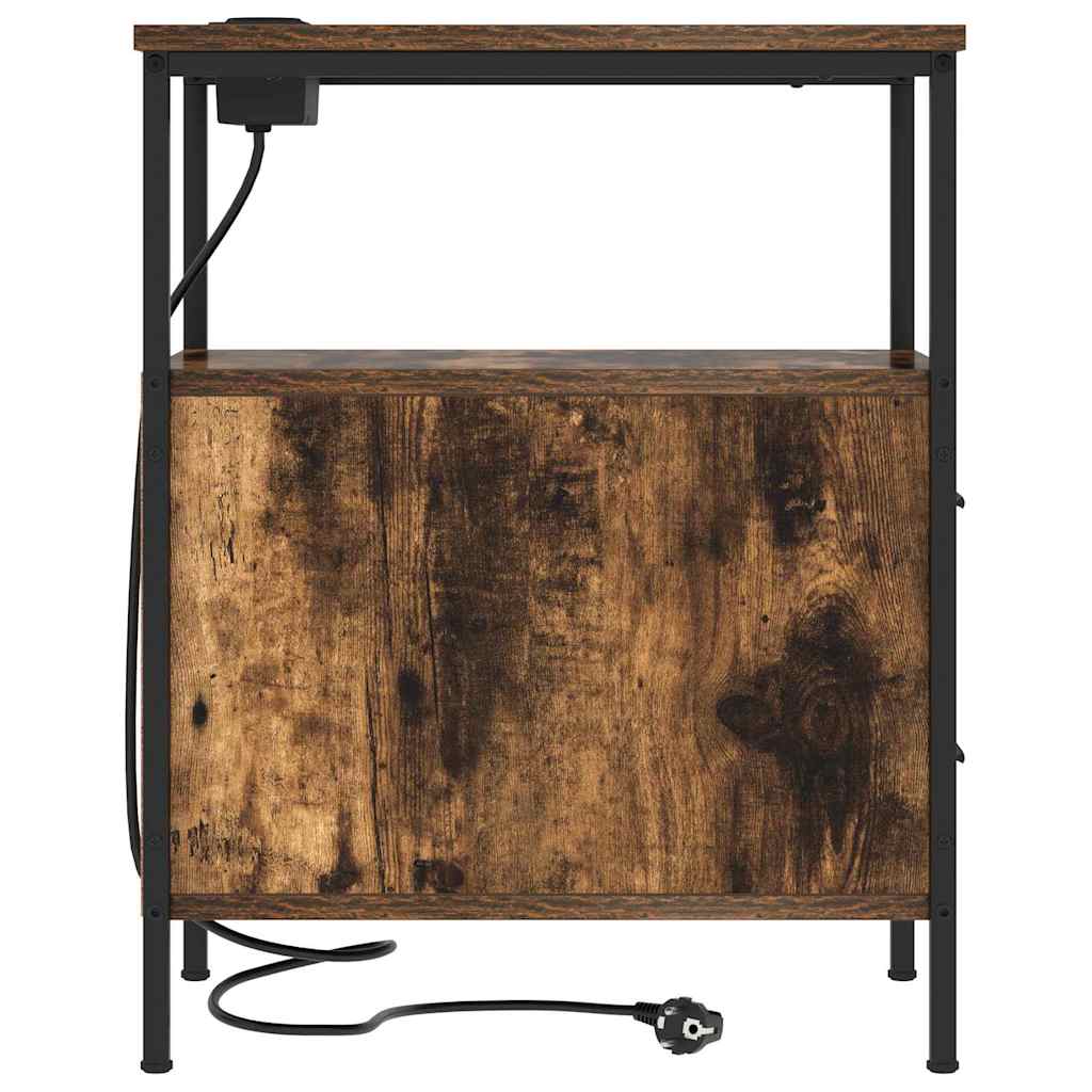 Sengebord med skuffe Røget eg 30 x 48 x 61 cm Konstrueret træ