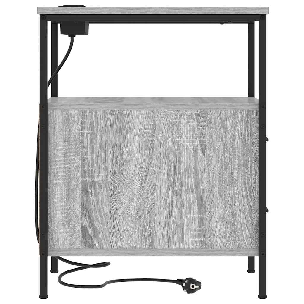 Sengebord 2 pcs Grå sonoma-eg 30 x 48 x 61 cm Konstrueret træ