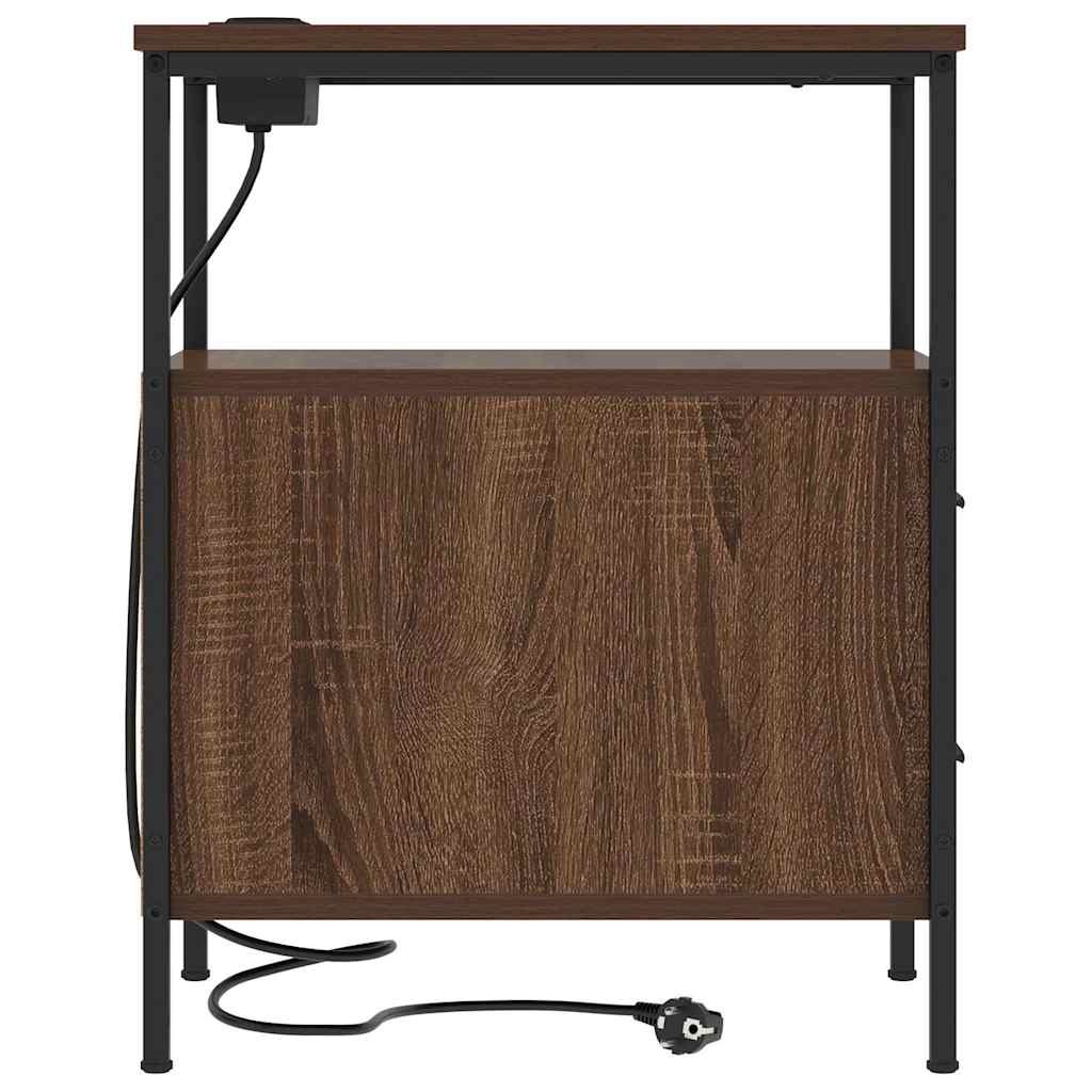 Sengebord med skuffe Brun eg 30 x 48 x 61 cm Konstrueret træ