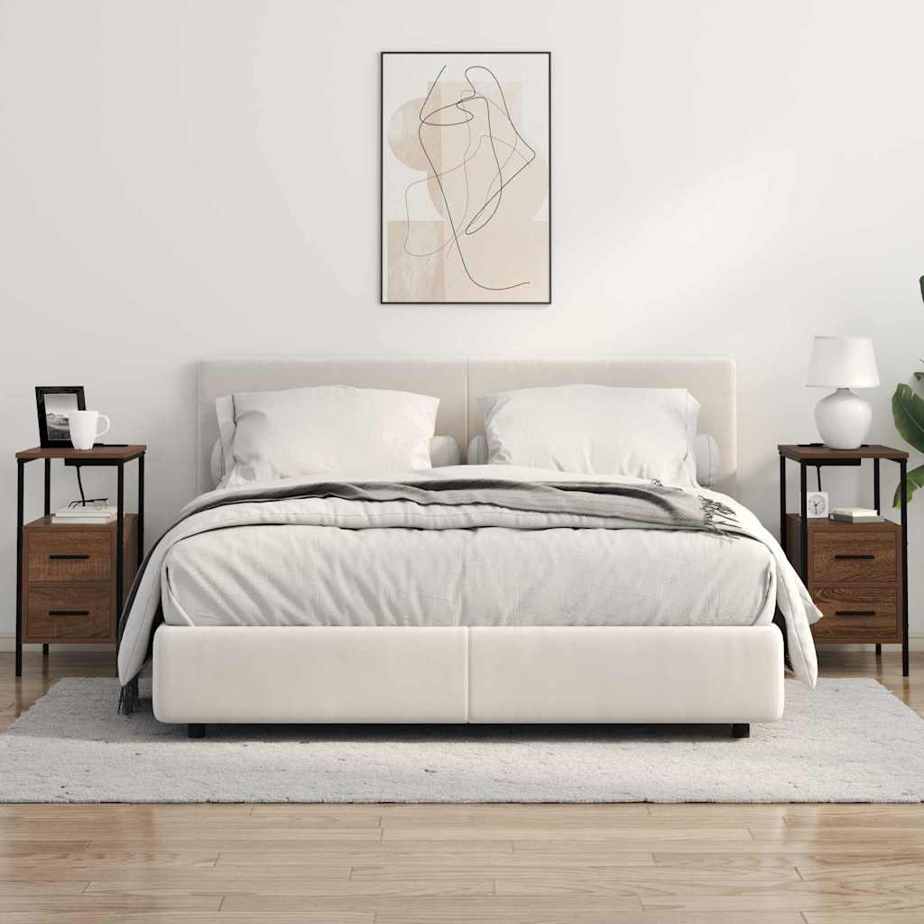 Sengebord 2 pcs Brun eg 30 x 48 x 61 cm Konstrueret træ