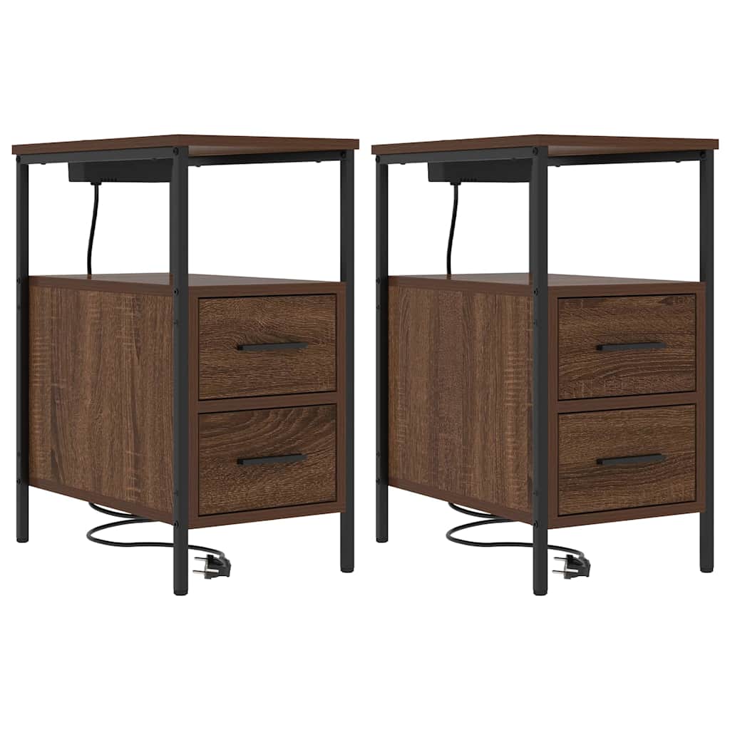 Natskab 2 pcs Brun eg 30 x 48 x 61 cm Konstrueret træ