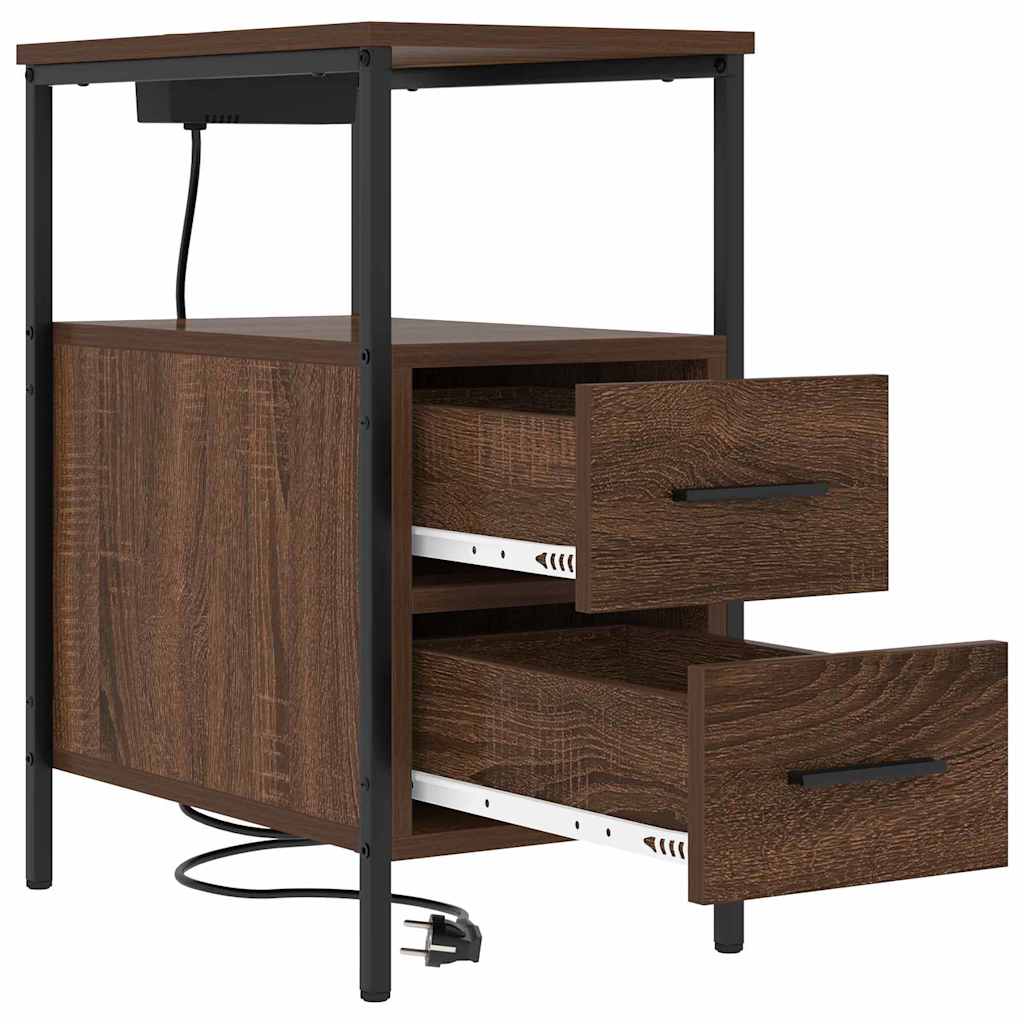 Natskab 2 pcs Brun eg 30 x 48 x 61 cm Konstrueret træ