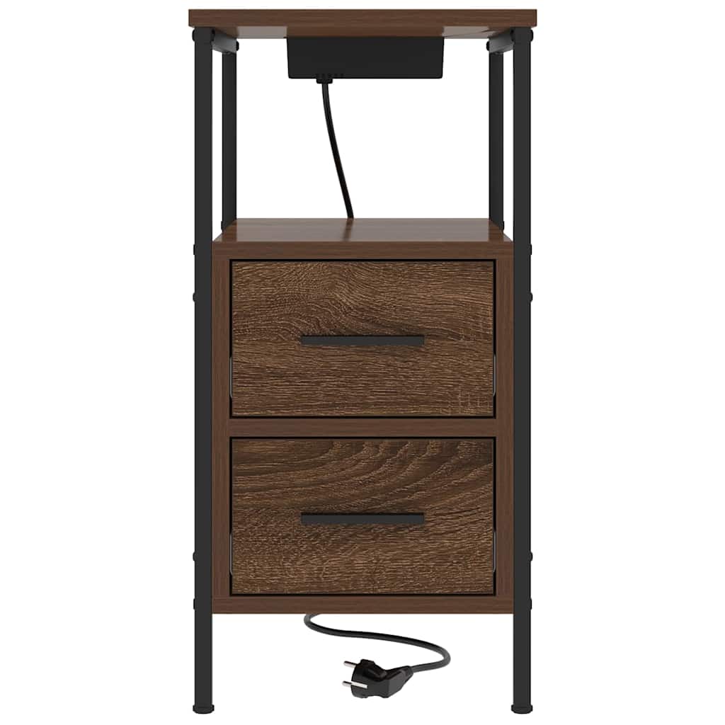 Sengebord 2 pcs Brun eg 30 x 48 x 61 cm Konstrueret træ