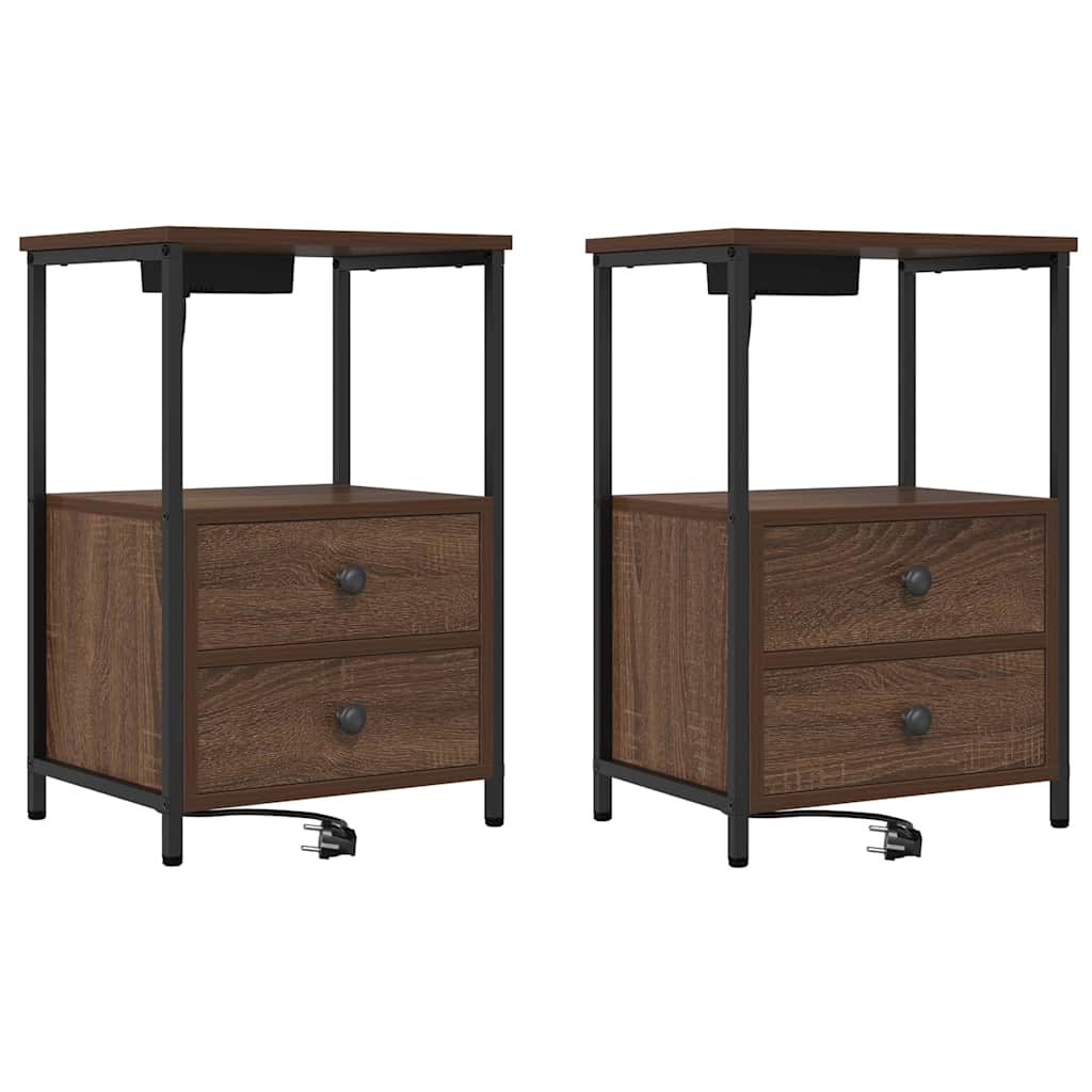 Natskab 2 pcs Brun eg 40 x 31 x 60 cm Konstrueret træ
