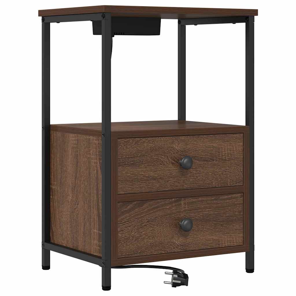 Natskab 2 pcs Brun eg 40 x 31 x 60 cm Konstrueret træ