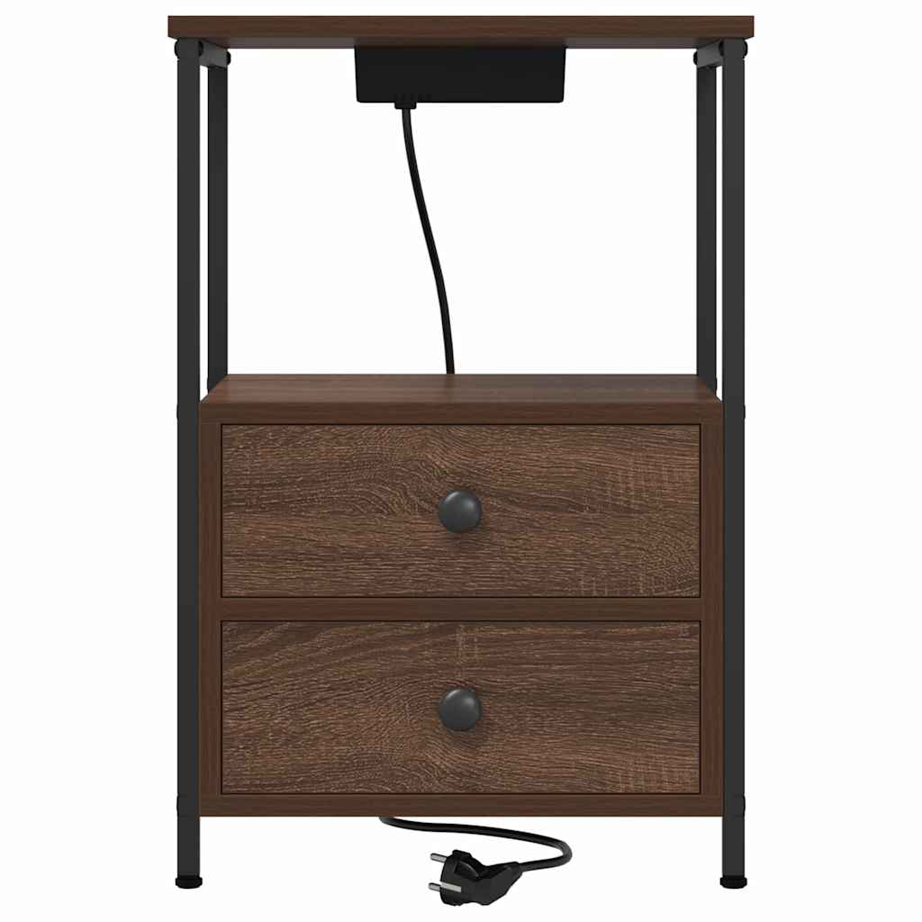 Natskab 2 pcs Brun eg 40 x 31 x 60 cm Konstrueret træ