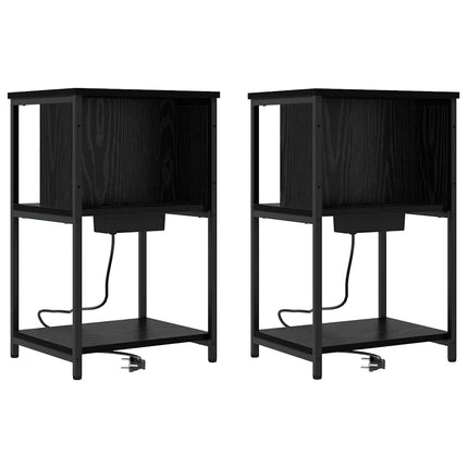 Natskab 2 pcs Sort eg 38 x 31 x 61 cm Konstrueret træ
