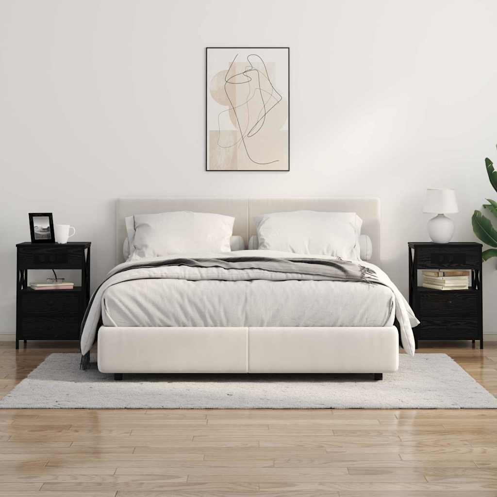 Natskab med skuffe Sort eg 40 x 31 x 60 cm Konstrueret træ