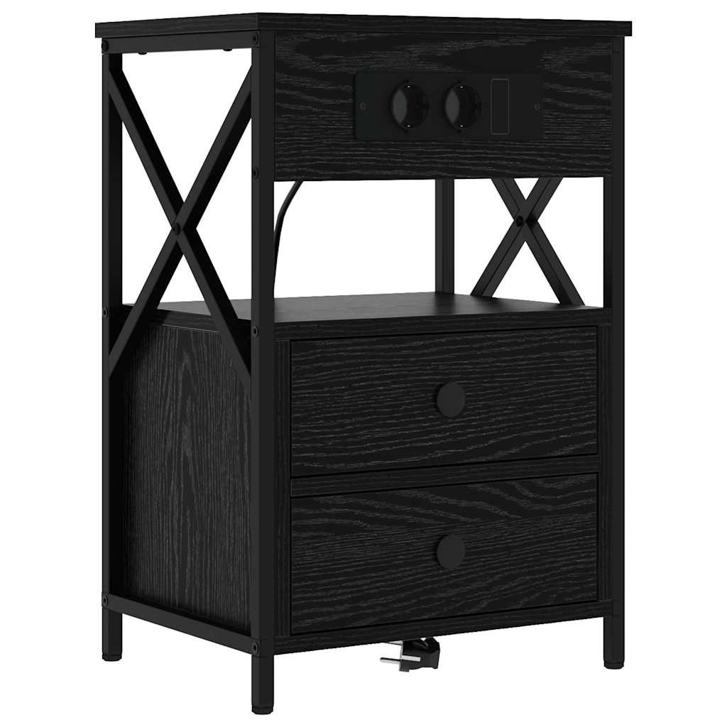 Natskab 2 pcs Sort eg 40 x 31 x 60 cm Konstrueret træ