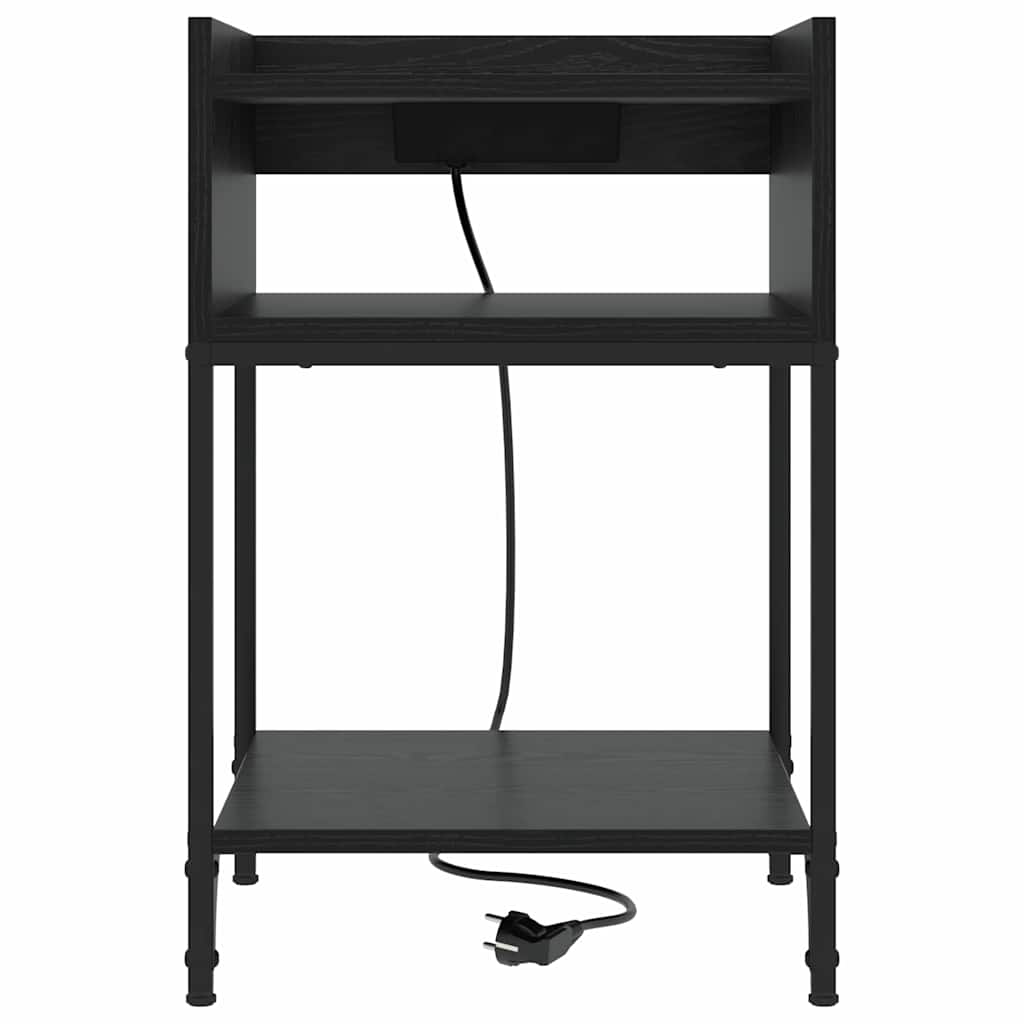 Sengebord med hylde Sort eg 40 x 40 x 61 cm Konstrueret træ