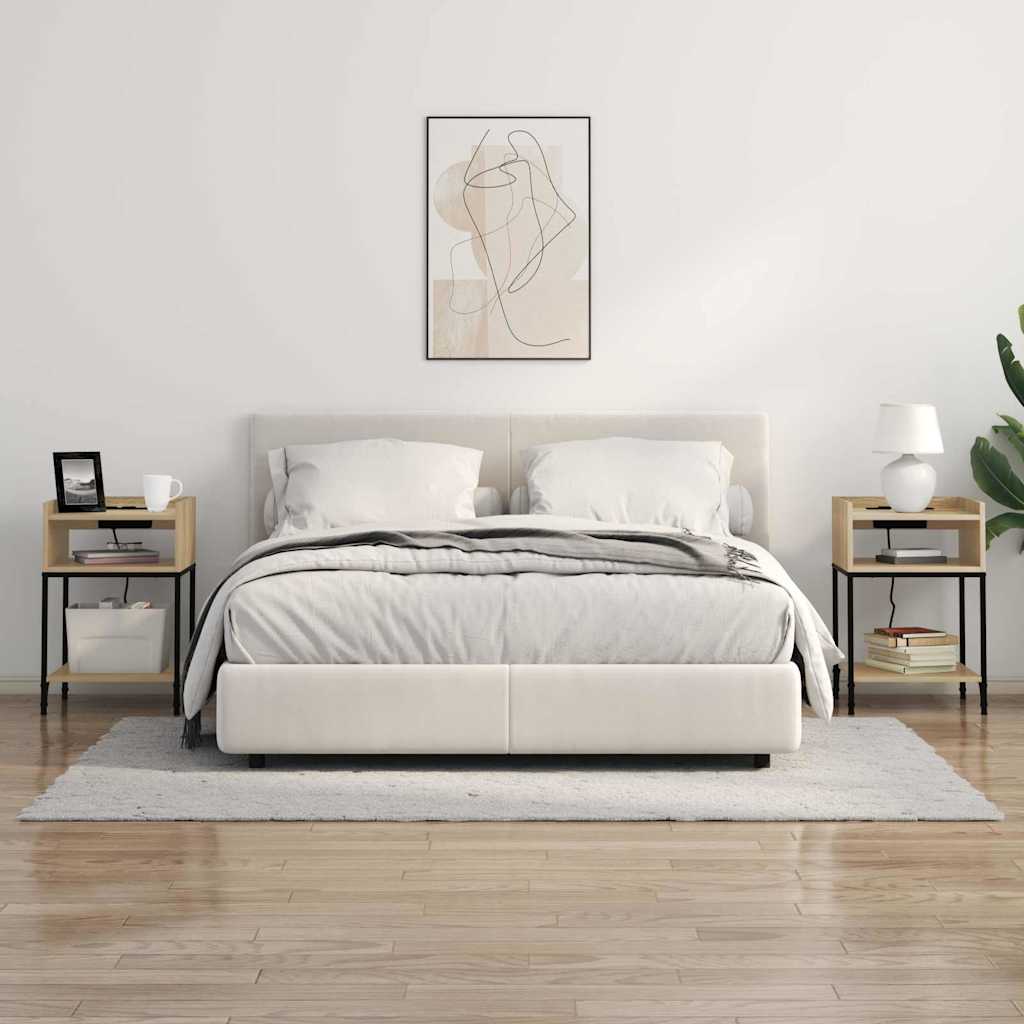 Sengebord 2 pcs Sonoma-eg 40 x 40 x 61 cm Konstrueret træ