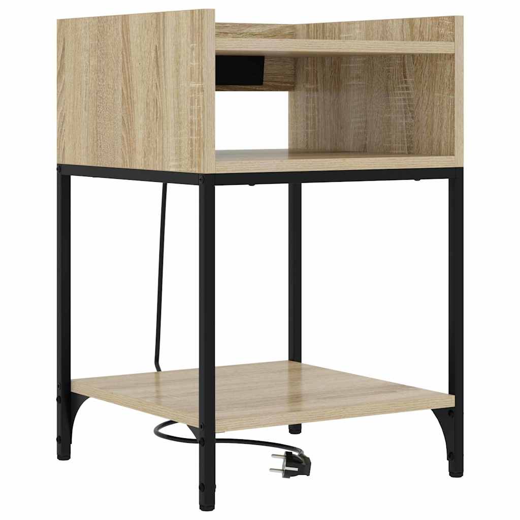 Sengebord 2 pcs Sonoma-eg 40 x 40 x 61 cm Konstrueret træ