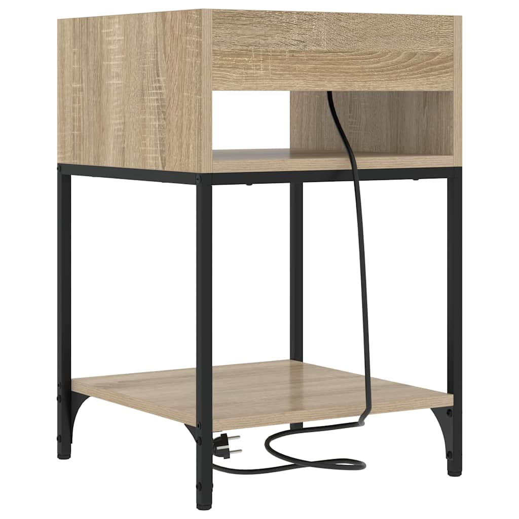 Sengebord 2 pcs Sonoma-eg 40 x 40 x 61 cm Konstrueret træ
