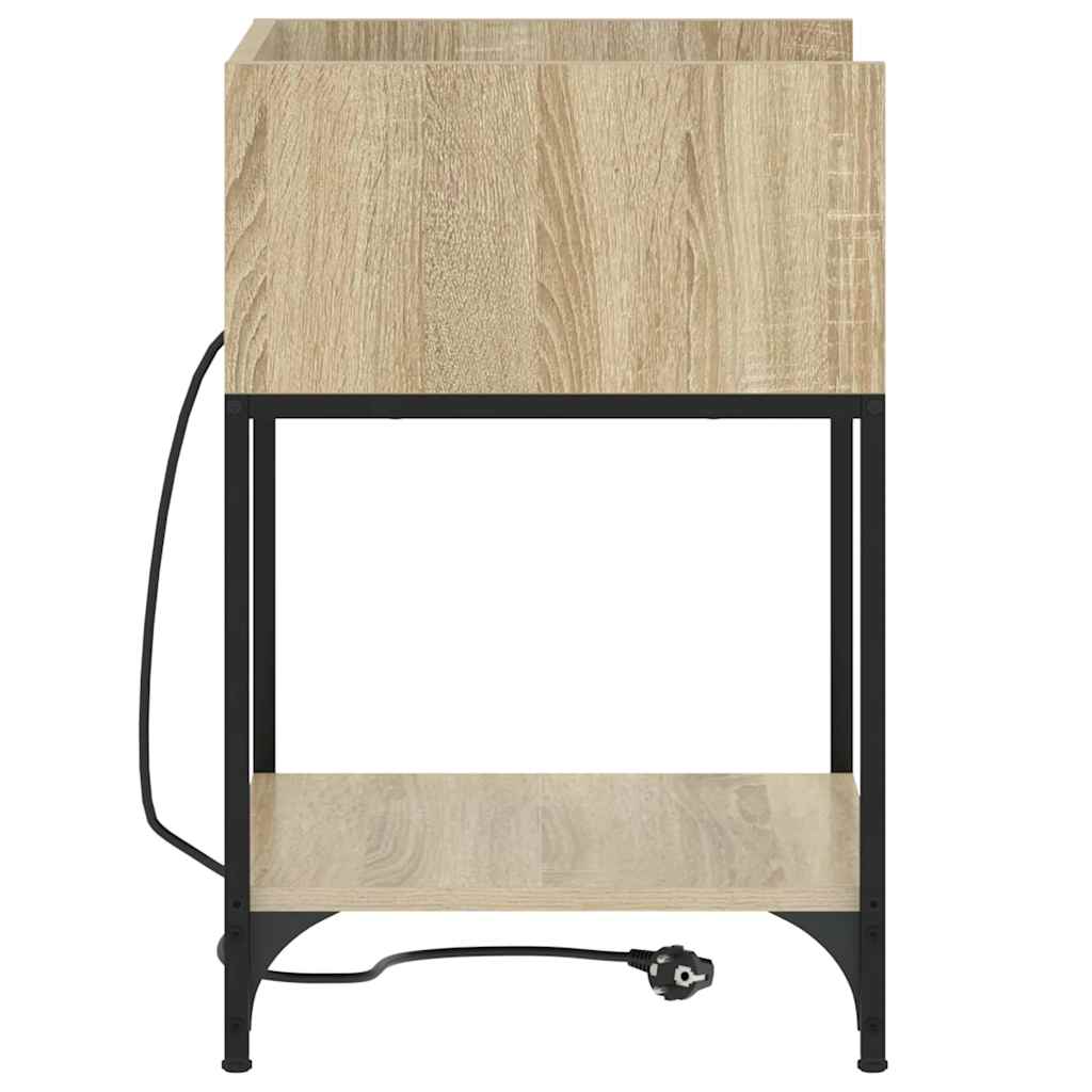 Sengebord 2 pcs Sonoma-eg 40 x 40 x 61 cm Konstrueret træ
