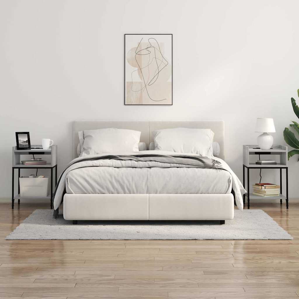 Sengebord 2 pcs Grå sonoma-eg 40 x 40 x 61 cm Konstrueret træ