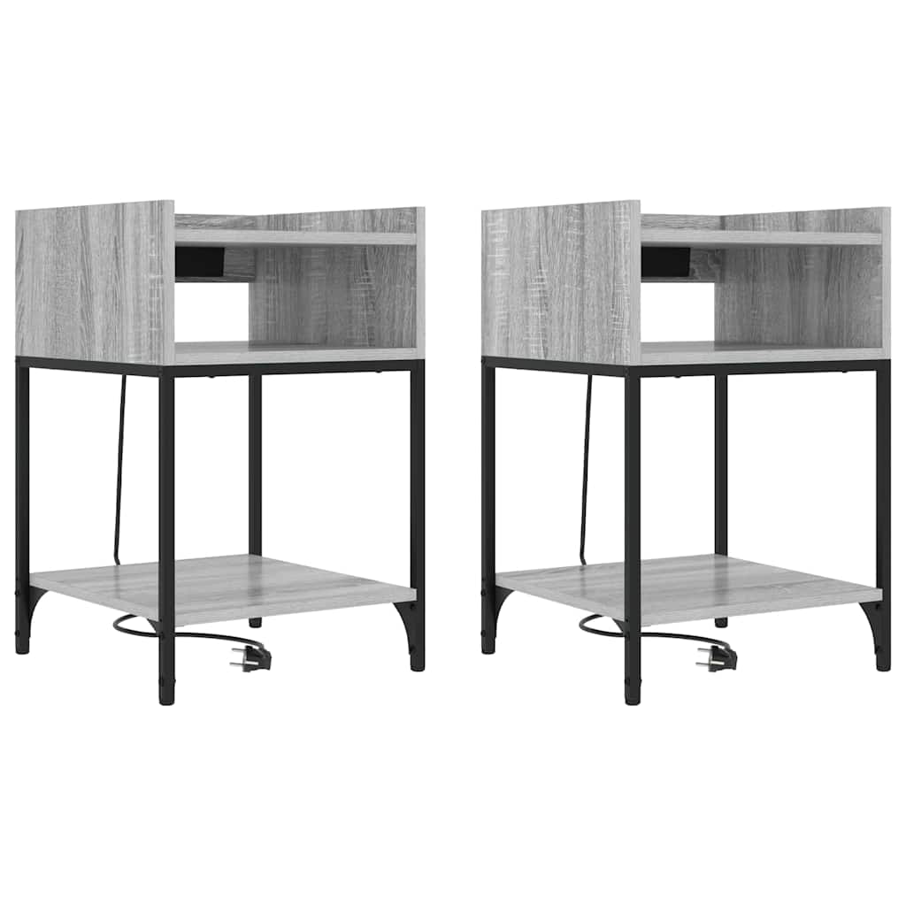 Sengebord 2 pcs Grå sonoma-eg 40 x 40 x 61 cm Konstrueret træ