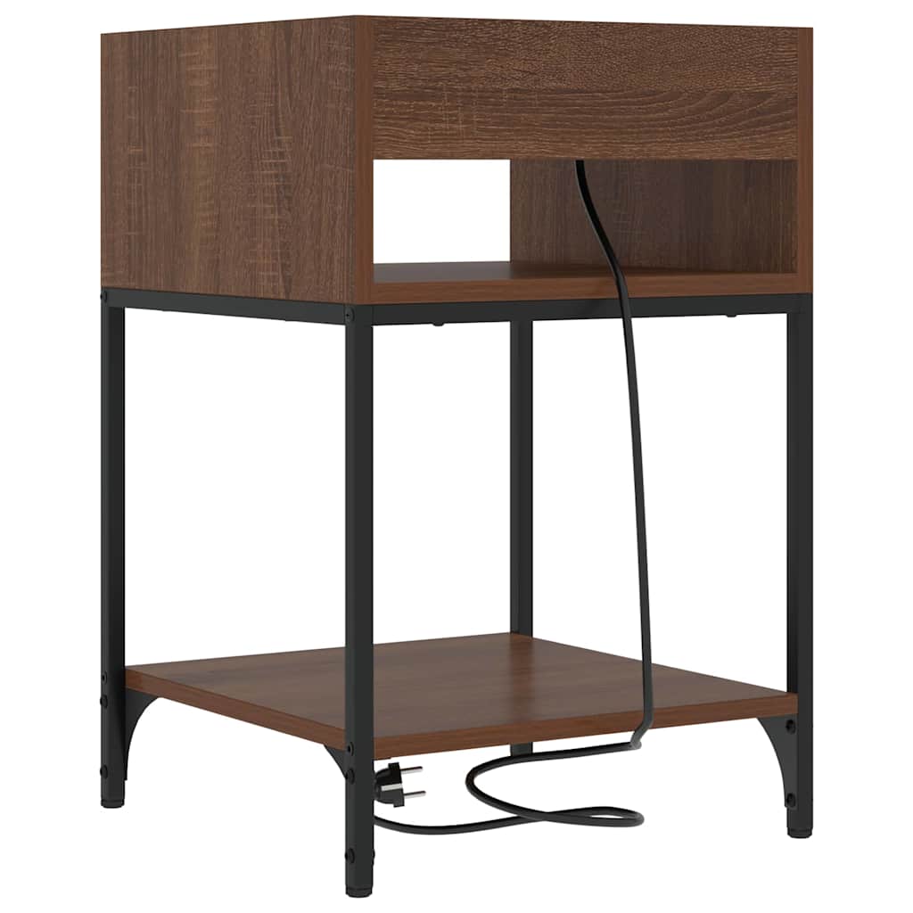 Sengebord 2 pcs Brun eg 40 x 40 x 61 cm Konstrueret træ