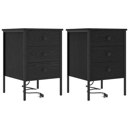 Natskab 2 pcs Sort eg 42 x 41 x 61 cm Konstrueret træ