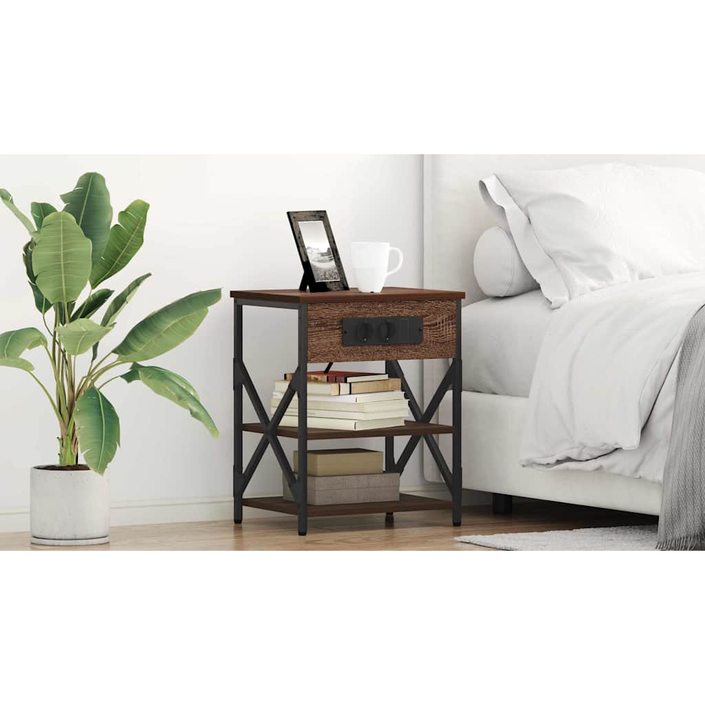 Natskab med hylde 2 pcs Brun eg 41 x 31 x 51 cm Konstrueret træ