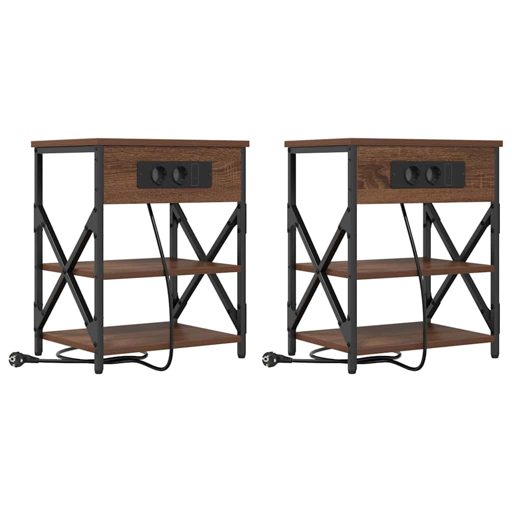 Natskab med hylde 2 pcs Brun eg 41 x 31 x 51 cm Konstrueret træ