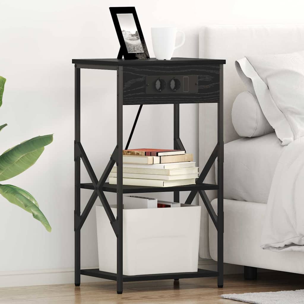 Natskab med hylde 2 pcs Sort eg 41 x 31 x 76 cm Konstrueret træ