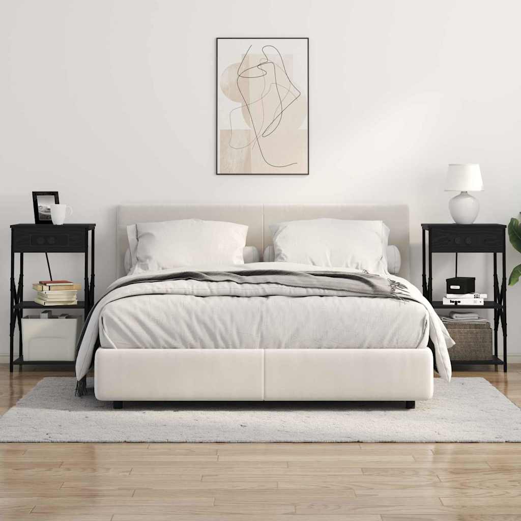 Natskab med hylde 2 pcs Sort eg 41 x 31 x 76 cm Konstrueret træ