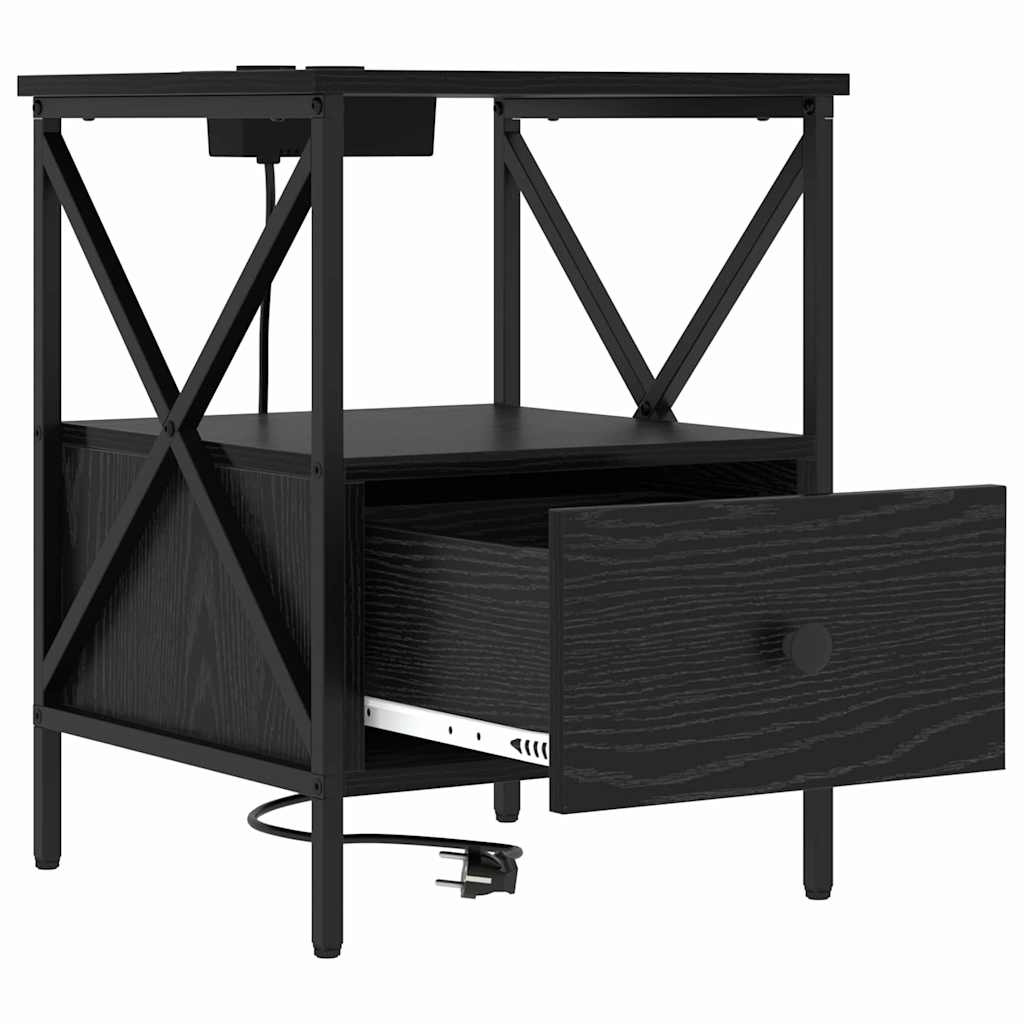 Natskab med skuffe Sort eg 41.5 x 40.5 x 55 cm Konstrueret træ