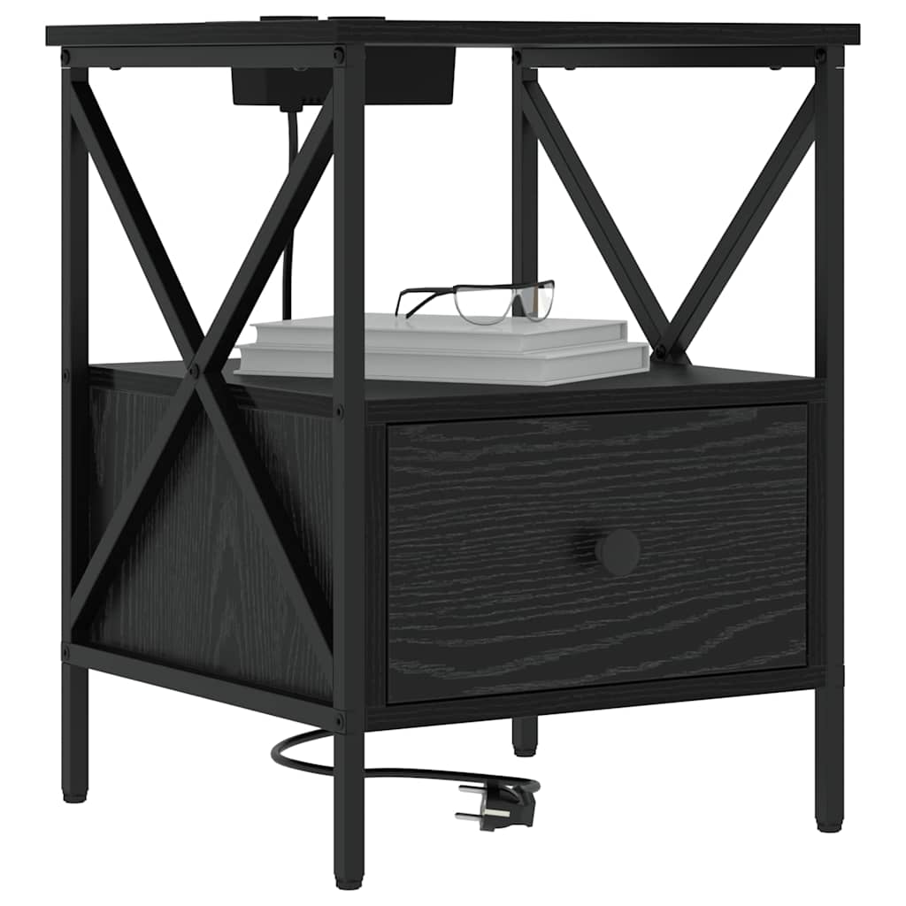Natskab med skuffe Sort eg 41.5 x 40.5 x 55 cm Konstrueret træ