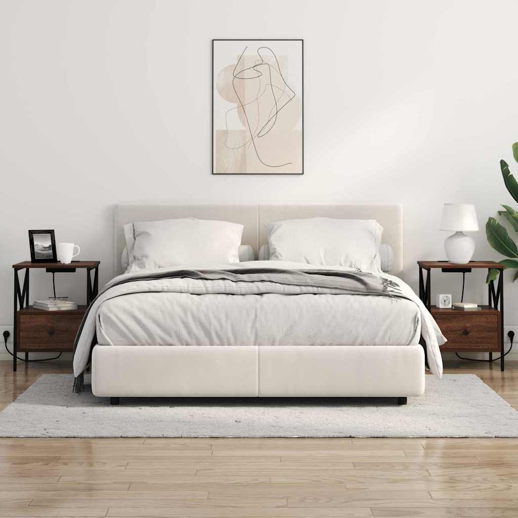 Natskab 2 pcs Brun eg 41,5 x 40,5 x 55 cm Konstrueret træ