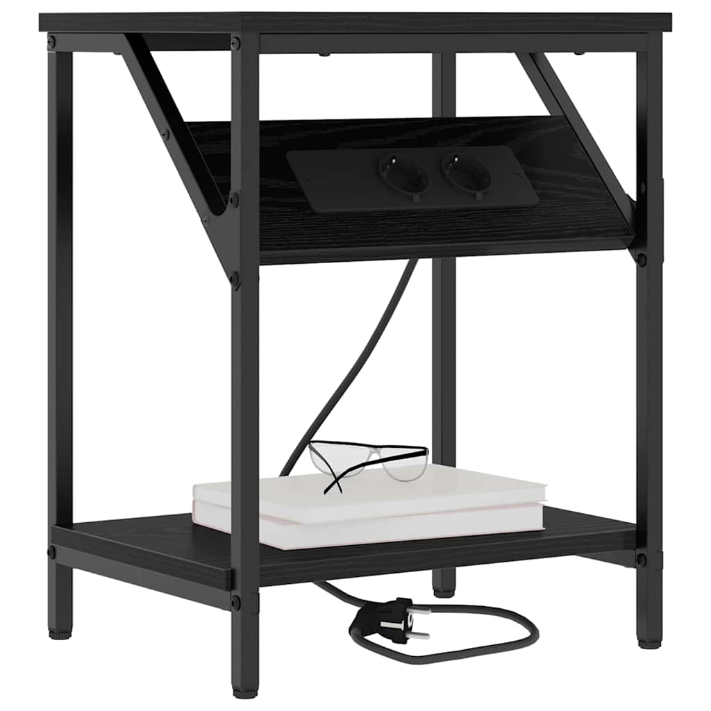 Sengebord Sort eg 38 x 30 x 48 cm Konstrueret træ