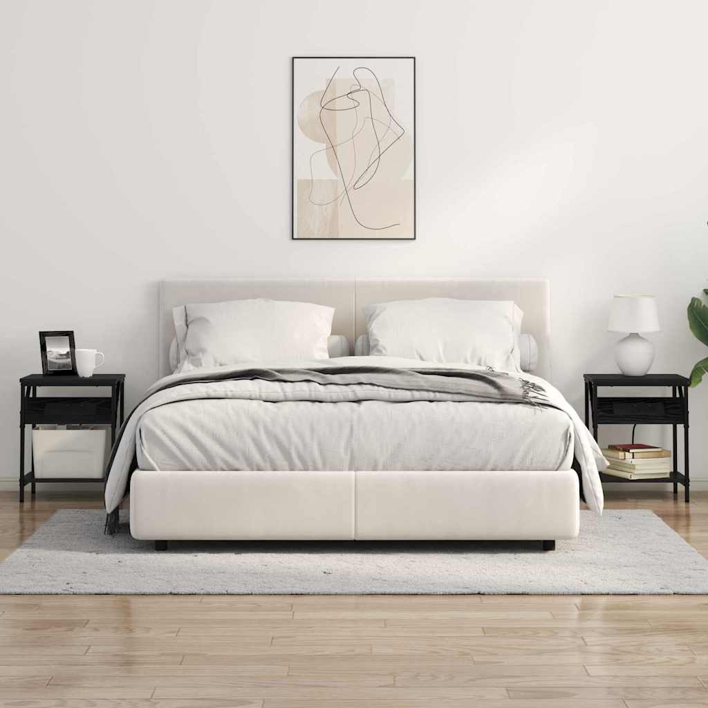 Sengebord 2 pcs Sort eg 38 x 30 x 48 cm Konstrueret træ