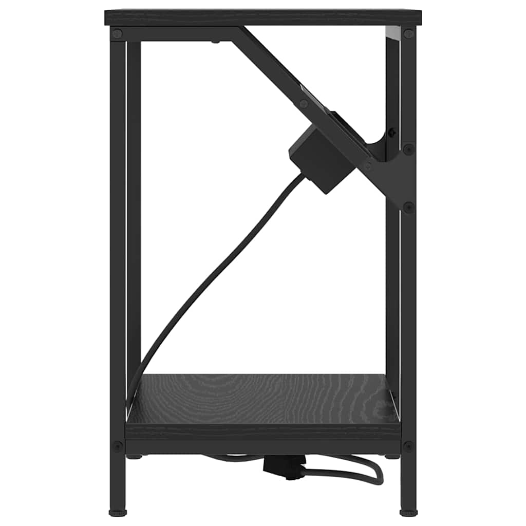 Sengebord 2 pcs Sort eg 38 x 30 x 48 cm Konstrueret træ