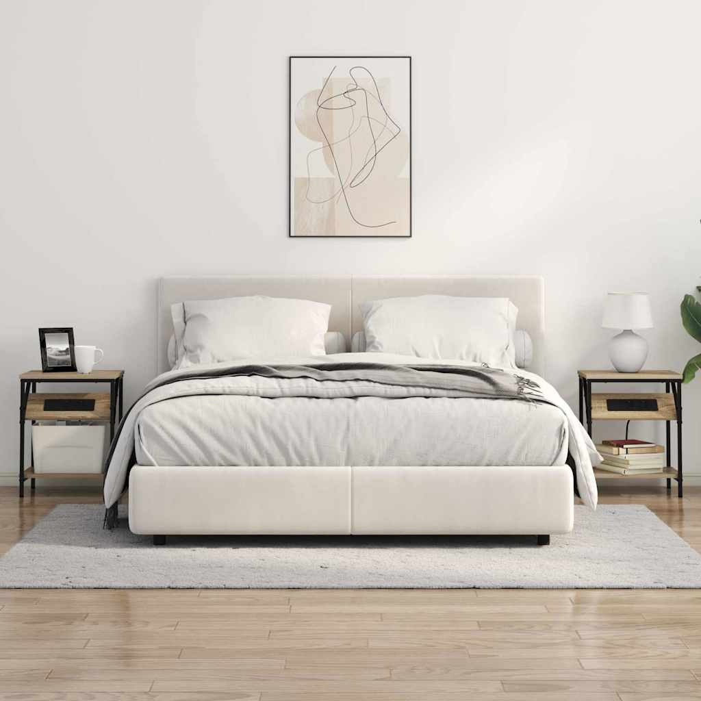 Sengebord 2 pcs Sonoma-eg 38 x 30 x 48 cm Konstrueret træ