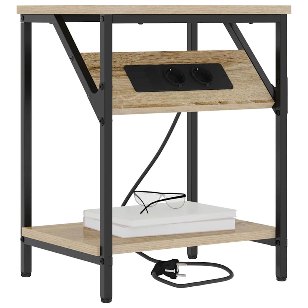 Sengebord 2 pcs Sonoma-eg 38 x 30 x 48 cm Konstrueret træ