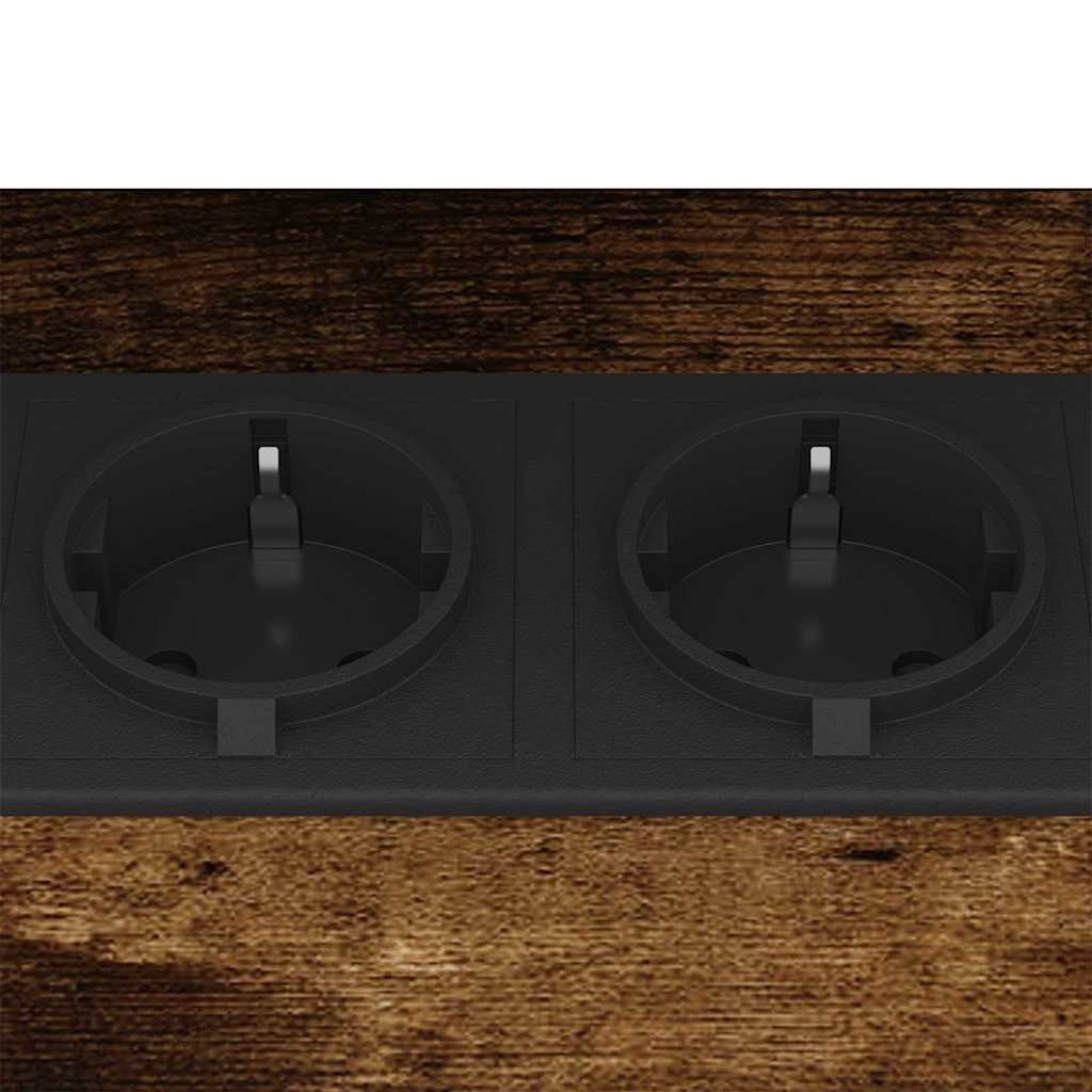 Sengebord 2 pcs Røget eg 38 x 30 x 48 cm Konstrueret træ