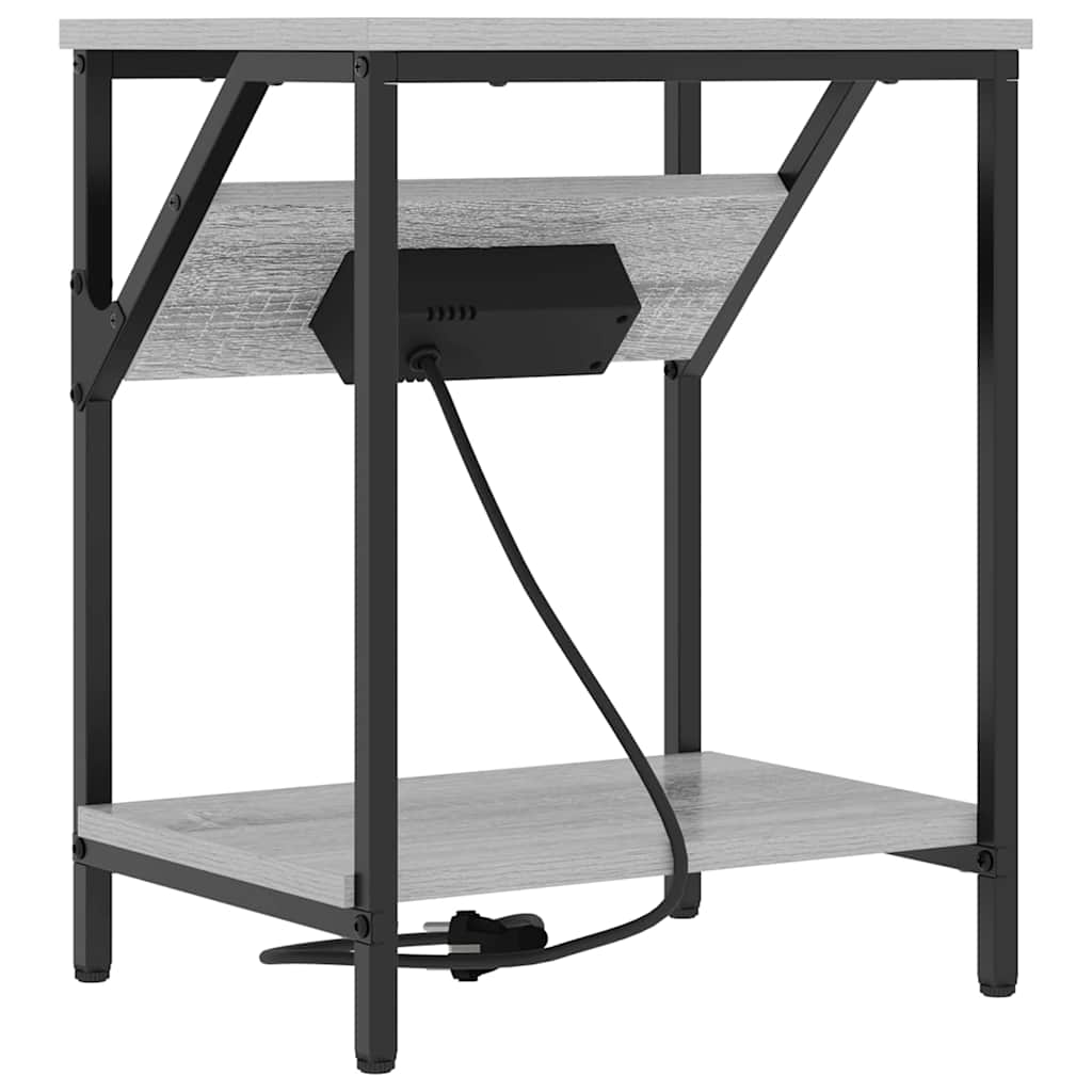 Sengebord 2 pcs Grå sonoma-eg 38 x 30 x 48 cm Konstrueret træ