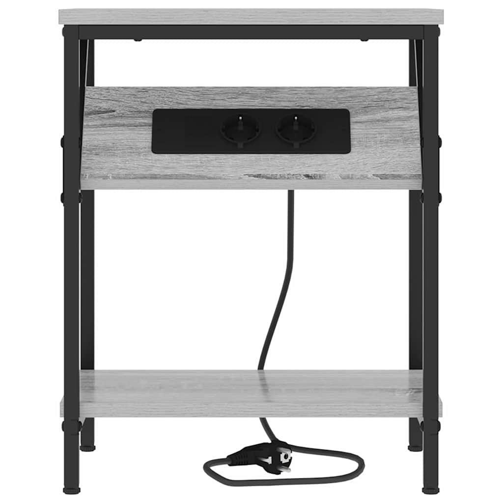 Sengebord 2 pcs Grå sonoma-eg 38 x 30 x 48 cm Konstrueret træ