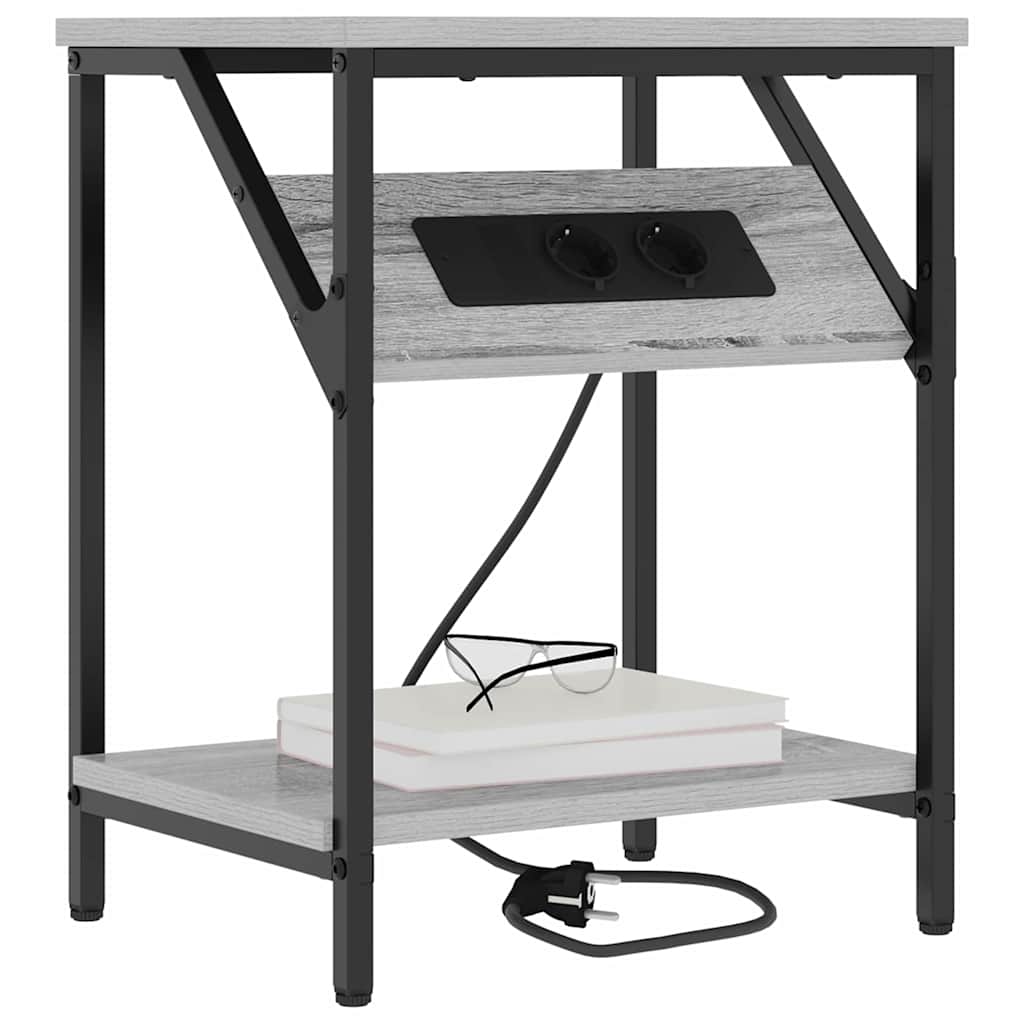 Sengebord 2 pcs Grå sonoma-eg 38 x 30 x 48 cm Konstrueret træ