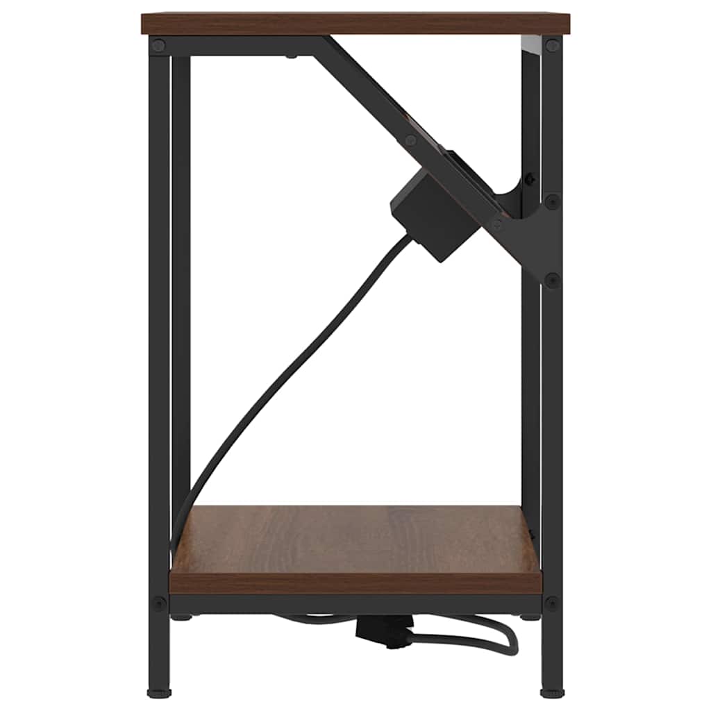 Sengebord 2 pcs Brun eg 38 x 30 x 48 cm Konstrueret træ