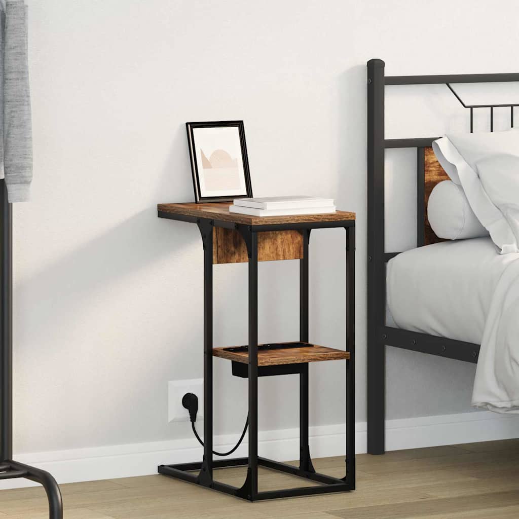 Sengebord Røget eg 41.5 x 26 x 60.5 cm Konstrueret træ