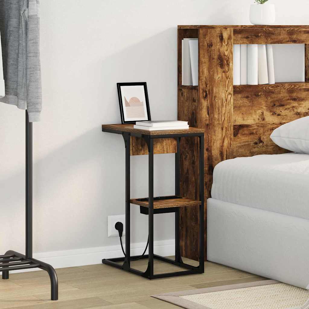 Sengebord Røget eg 41.5 x 26 x 60.5 cm Konstrueret træ